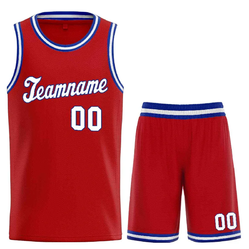 Basketball Jersey with Stretch for Better Fit-Custom Red White-Royal Classic Sets Sports Uniform Basketball Jersey