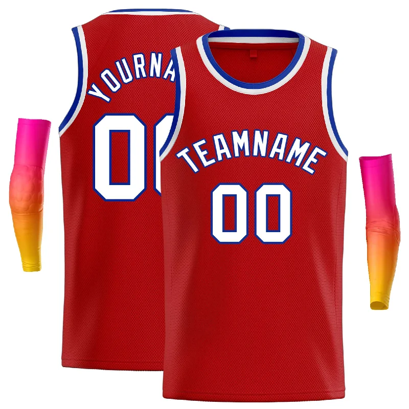 Basketball Jersey for Maximum Breathability and Flexibility-Custom Red White-Royal Classic Tops Casual Basketball Jersey