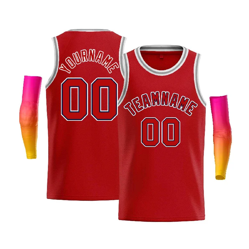 Basketball Jersey with Cooling Technology for Heat Relief-Custom Red White-Royal Classic Tops Men Casual Bull Basketball Jersey