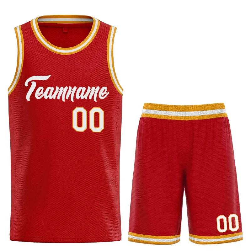 Basketball Jersey for Maximum Agility-Custom Red WhiteHeal Sports Uniform Classic Sets Basketball Jersey