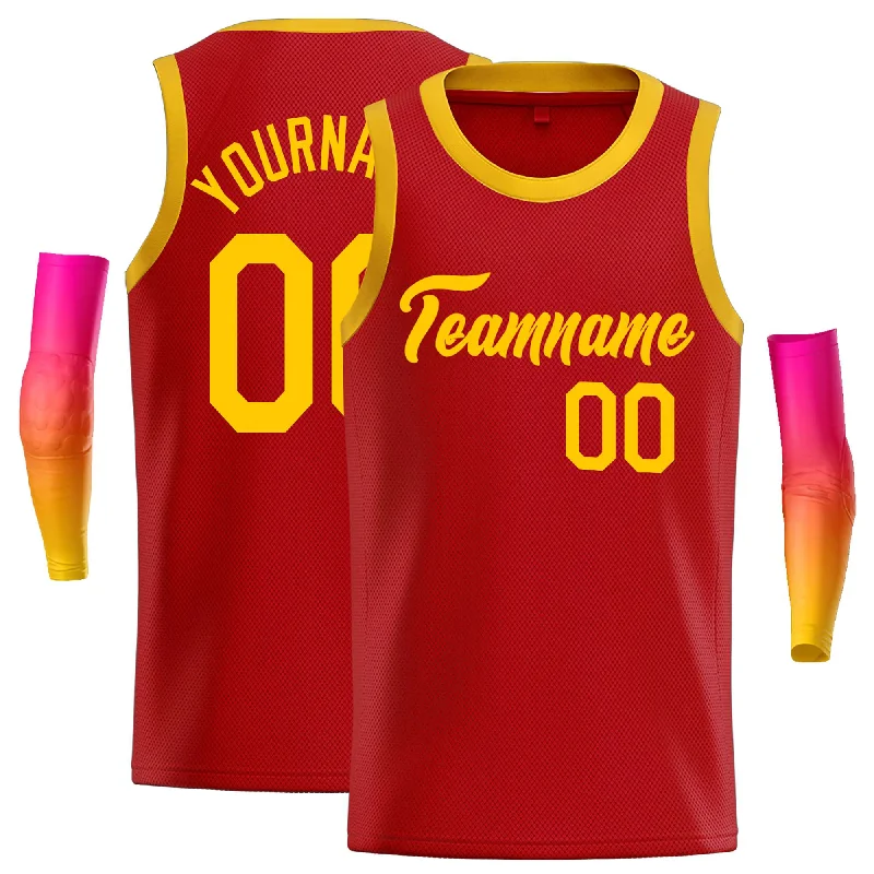 Basketball Jersey for All-Day Wearability and Comfort-Custom Red Yellow Classic Tops Casual Basketball Jersey