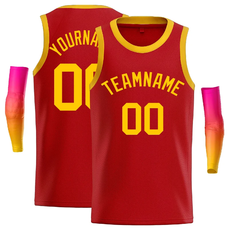 Basketball Jersey for Fast Action During Basketball Games-Custom Red Yellow Classic Tops Casual Basketball Jersey