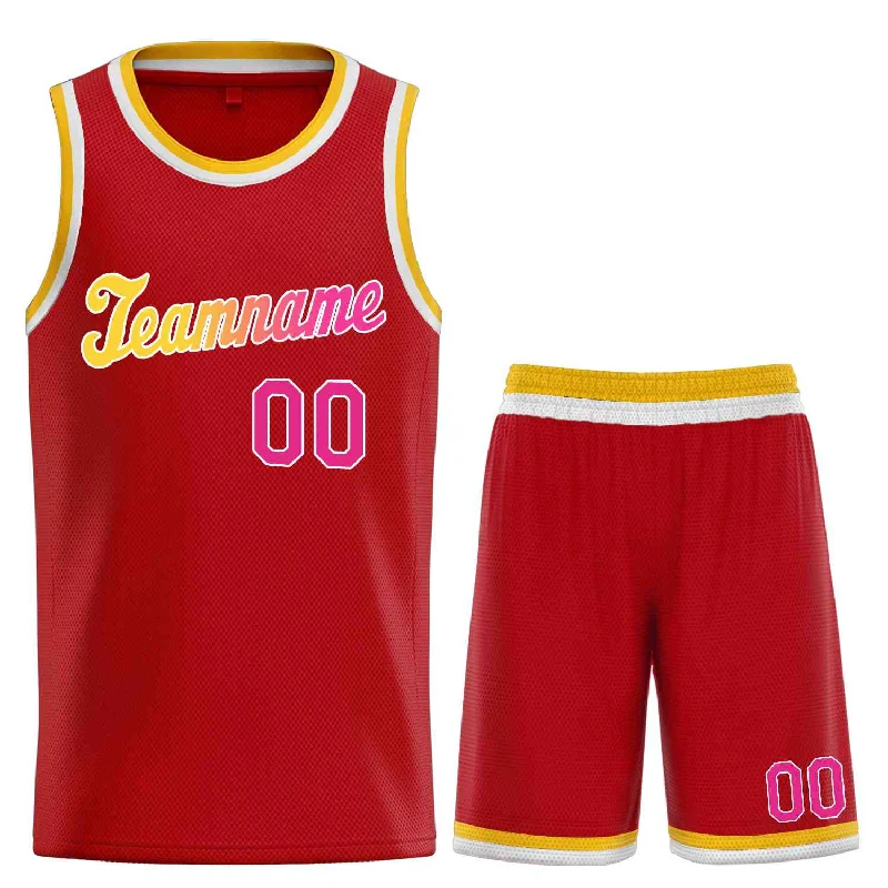 Basketball Jersey for Performance and Style-Custom Red Yellow-White Classic Sets Sports Uniform Basketball Jersey