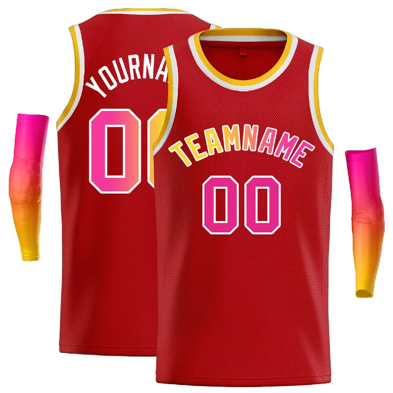 Basketball Jersey for Flexibility and Full Movement-Custom Red Yellow-White Classic Tops Casual Basketball Jersey