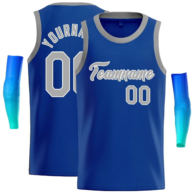 Basketball Jersey for Comfortable Play in All Seasons-Custom Royal Gray-White Classic Tops Casual Basketball Jersey