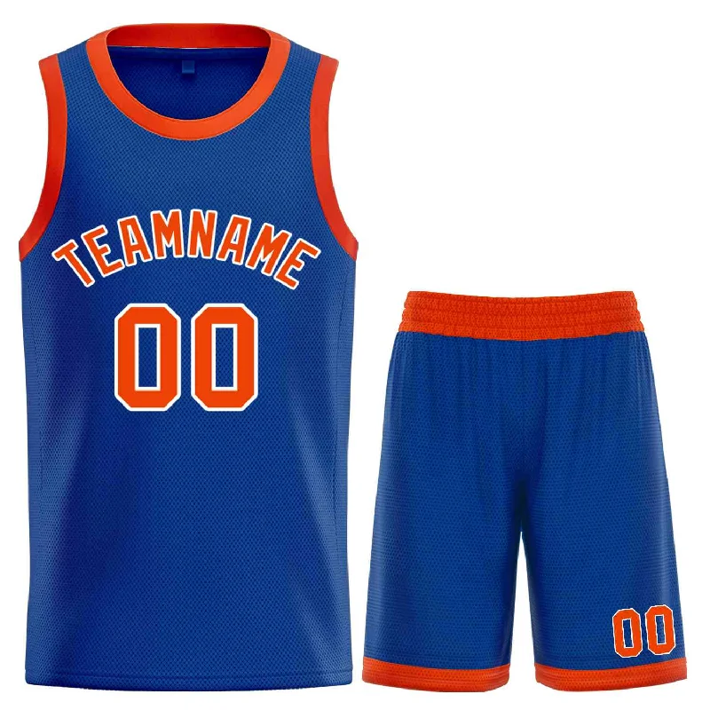 Basketball Jersey with Breathable Panels for Cooling-Custom Royal Orange-White Classic Sets Curved Basketball Jersey