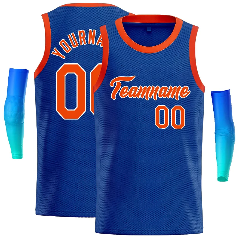 Basketball Jersey with Stylish Cut and Design-Custom Royal Orange-White Classic Tops Casual Basketball Jersey