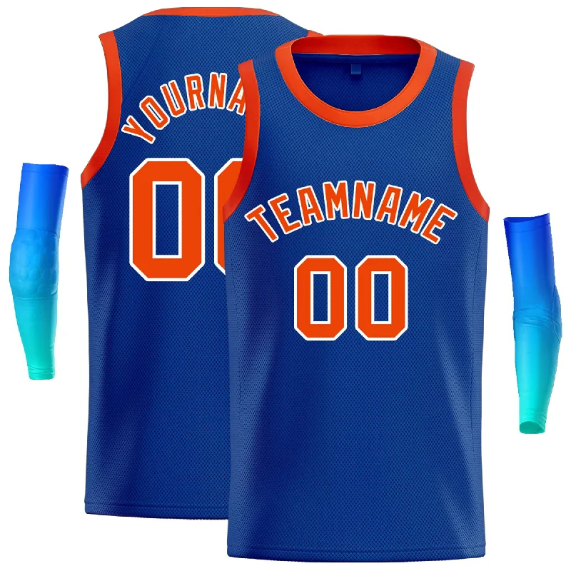 Basketball Jersey for Comfortable Fit for Every Player-Custom Royal Orange-White Classic Tops Casual Basketball Jersey