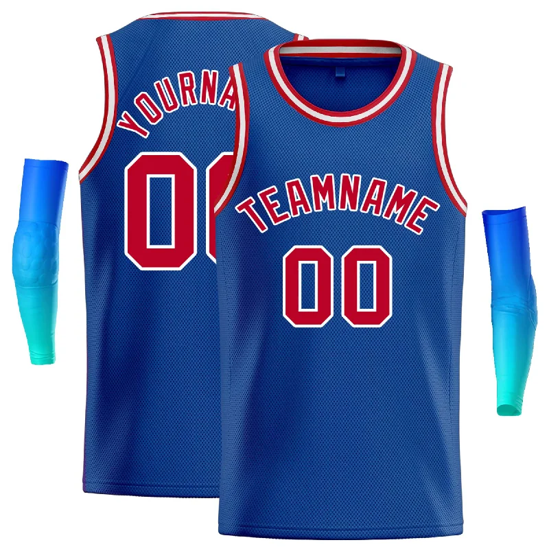 Basketball Jersey for Fast Drying and High-Performance Play-Custom Royal Red-White Classic Tops Casual Basketball Jersey