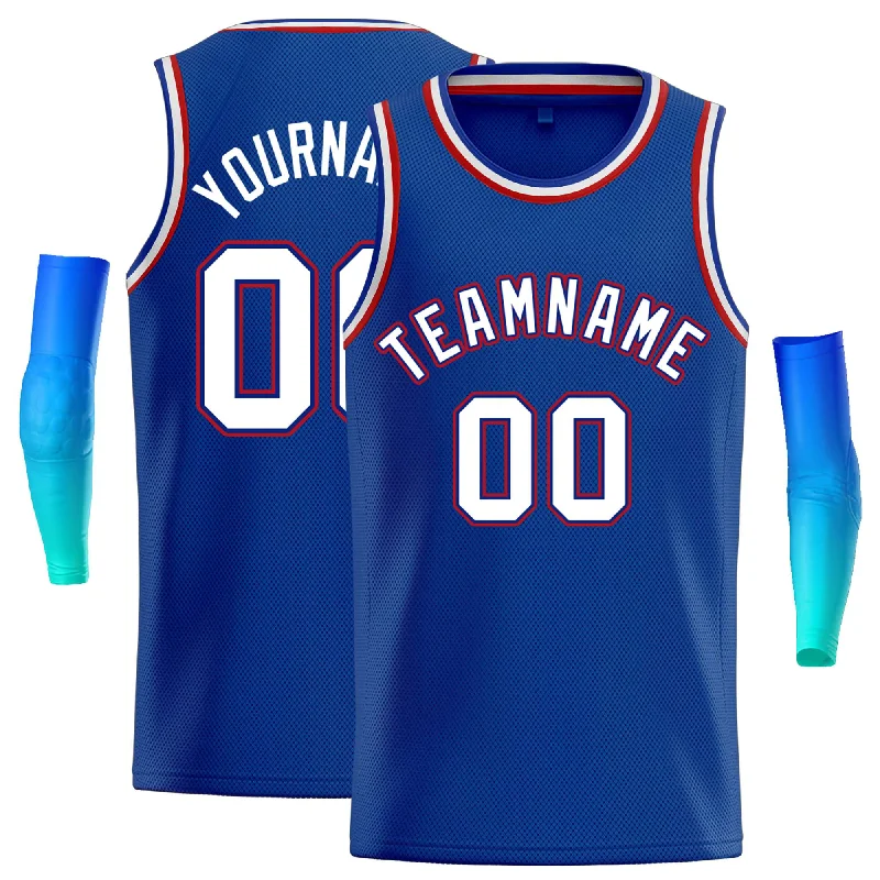 Basketball Jersey for High-Performance Movements-Custom Royal White-Red Classic Tops Casual Basketball Jersey