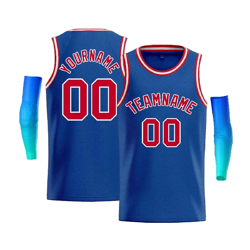 Basketball Jersey for Full Freedom of Movement-Custom Royal White-Red Classic Tops Men Casual Bull Basketball Jersey