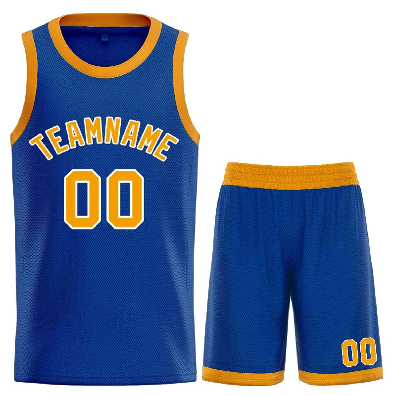 Basketball Jersey for Professional Quality and Comfort-Custom Royal Yellow-White Classic Sets Curved Basketball Jersey