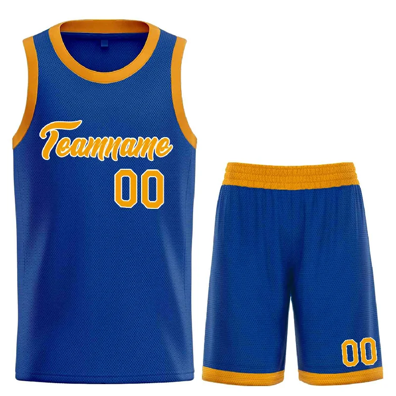 Basketball Jersey for Fast-Paced Court Play-Custom Royal Yellow-White Heal Sports Uniform Classic Sets Basketball Jersey