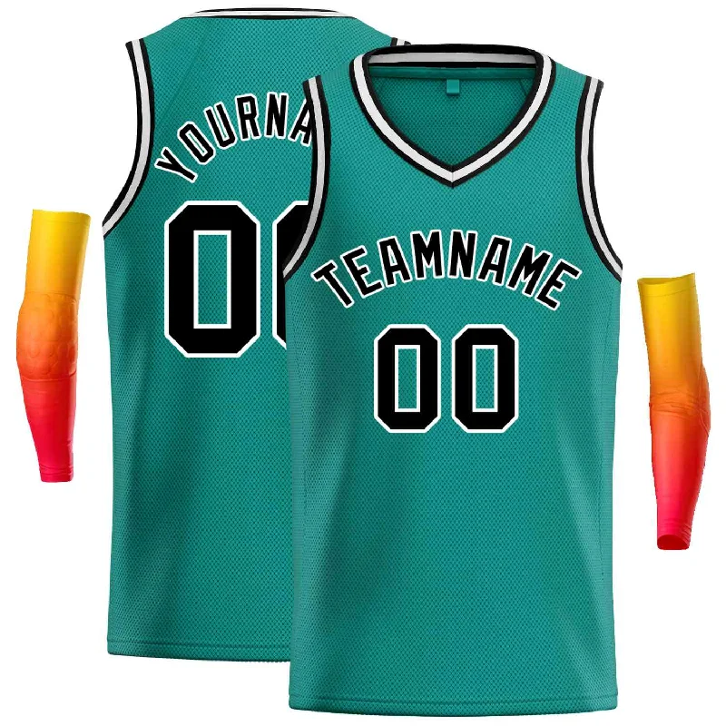 Basketball Jersey for Training and Matches-Custom Teal Black-White Classic Tops Men Casual Basketball Jersey