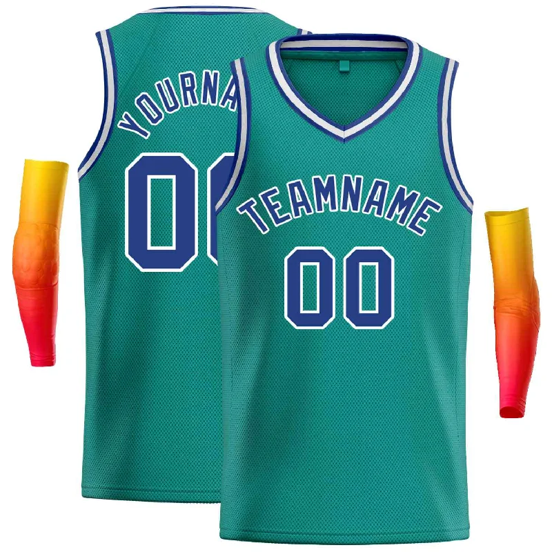 Basketball Jersey for Maximum Comfort-Custom Teal Blue-White Classic Tops Men Casual Basketball Jersey