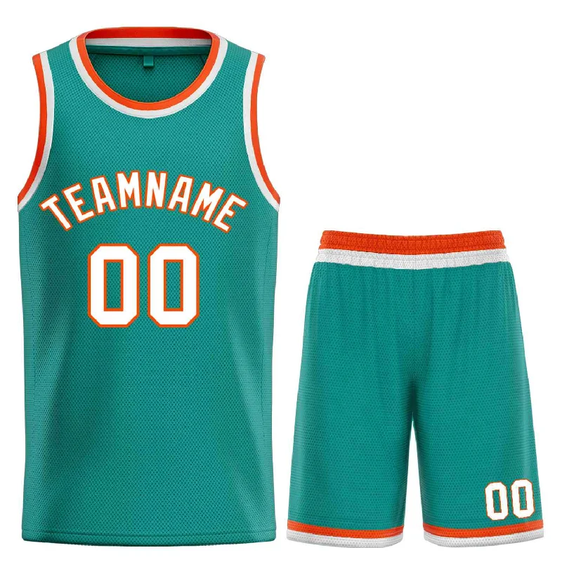 Basketball Jersey for Maximum Agility and Comfort-Custom Teal White-Orange Bull Classic Sets Basketball Jersey