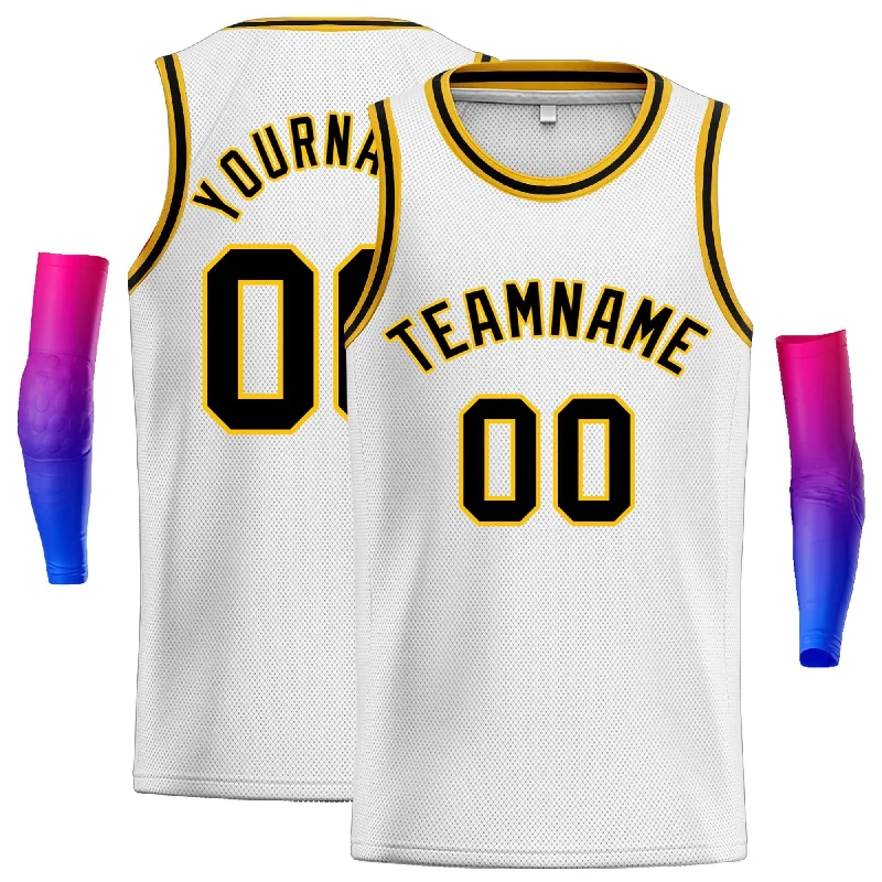 Basketball Jersey for Comfortable Performance in Every Game-Custom White Black-Yellow Classic Tops Men Casual Basketball Jersey