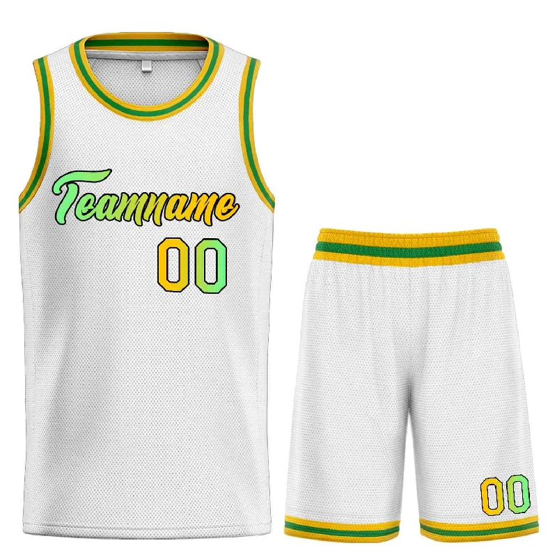 Basketball Jersey for Reliable Comfort and Agility-Custom White Green-Black Heal Sports Uniform Classic Sets Basketball Jersey