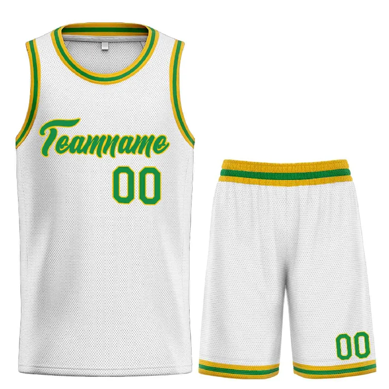 Basketball Jersey for All-Day Comfort and Play-Custom White Green-Yellow Heal Sports Uniform Classic Sets Basketball Jersey