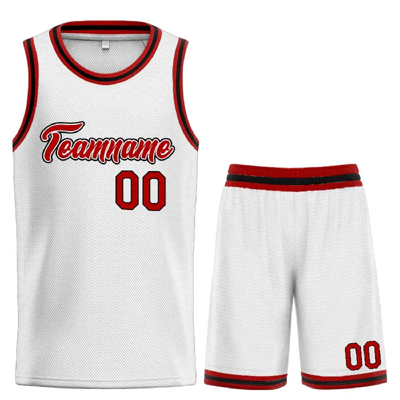 Basketball Jersey for Superior Durability-Custom White Maroon-Black Heal Sports Uniform Classic Sets Basketball Jersey