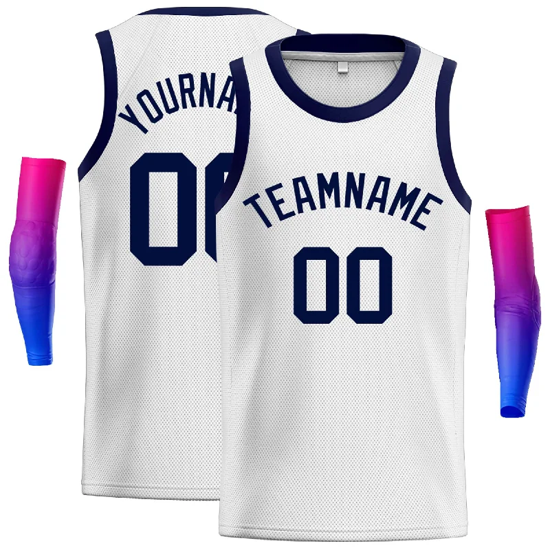 Basketball Jersey for Comfortable, Fast Action on the Court-Custom White Navy Classic Tops Men Casual Basketball Jersey