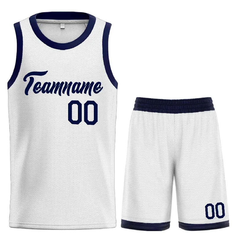 Basketball Jersey for Tough Game Conditions-Custom White Navy Heal Sports Uniform Classic Sets Basketball Jersey