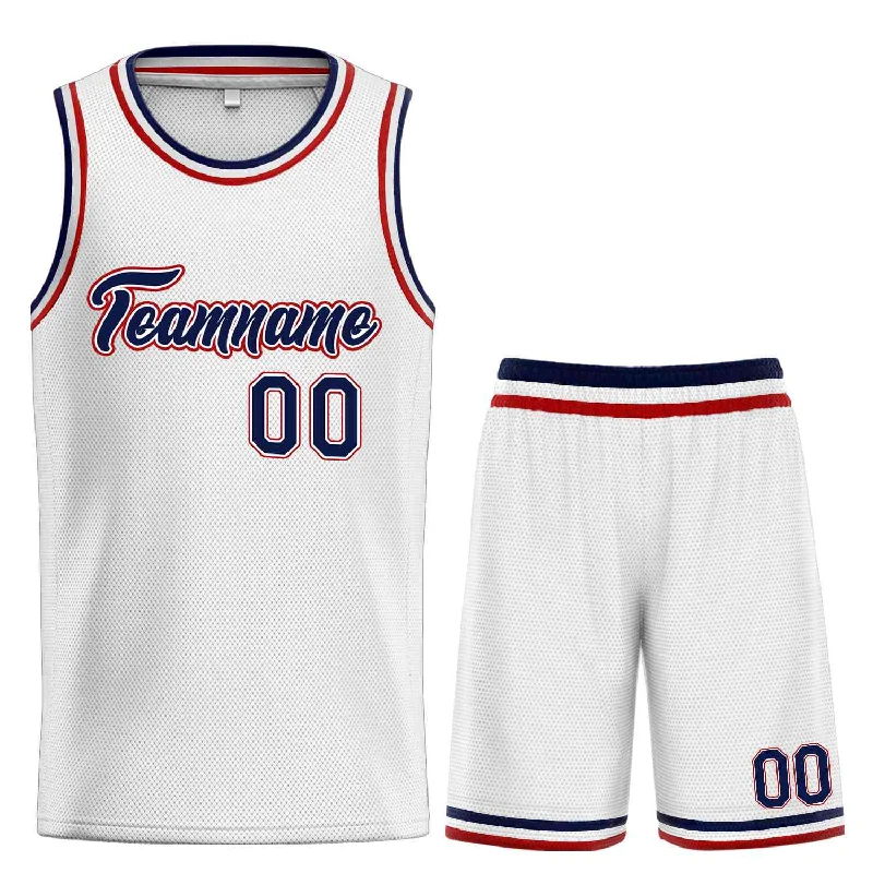 Basketball Jersey for Enhanced Fit and Comfort-Custom White Navy-Red Heal Sports Uniform Classic Sets Basketball Jersey