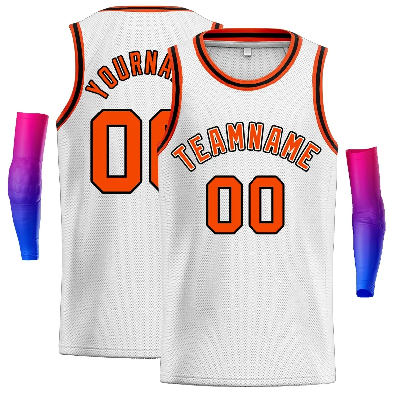 Basketball Jersey for Better Performance in High-Pressure Situations-Custom White Orange-Black Classic Tops Men Casual Basketball Jersey