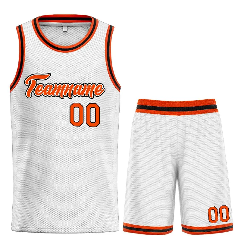 Basketball Jersey for Long-Lasting Comfort-Custom White Orange-Black Heal Sports Uniform Classic Sets Basketball Jersey