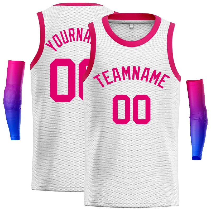 Basketball Jersey for Pro-Style Design and Comfort-Custom White Pink Classic Tops Men Casual Basketball Jersey