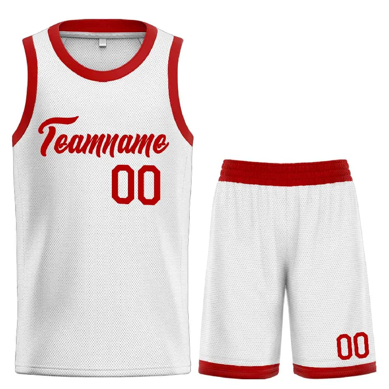 Basketball Jersey for Optimal Fit During Games-Custom White Red Heal Sports Uniform Classic Sets Basketball Jersey