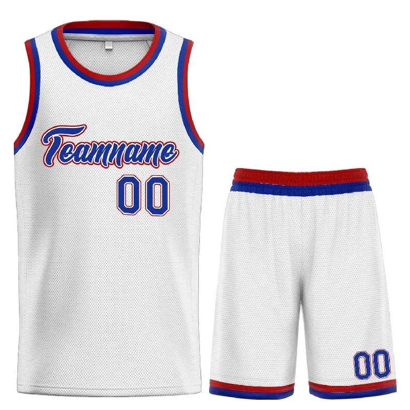 Basketball Jersey for Fast Action on the Court-Custom White Royal-Red Heal Sports Uniform Classic Sets Basketball Jersey