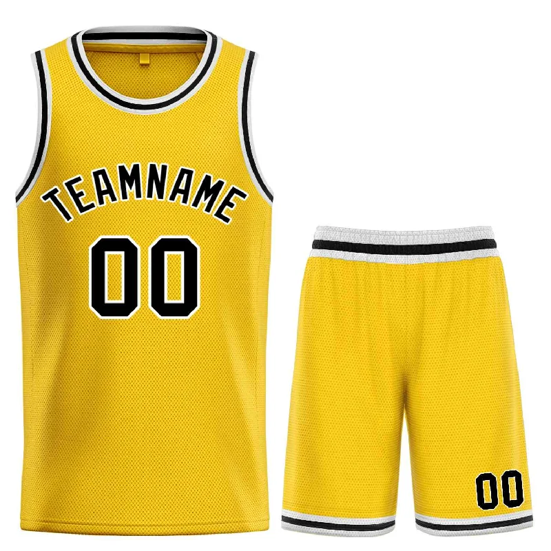 Basketball Jersey with Moisture-Wicking Technology-Custom Yellow Black-White Bull Classic Sets Basketball Jersey