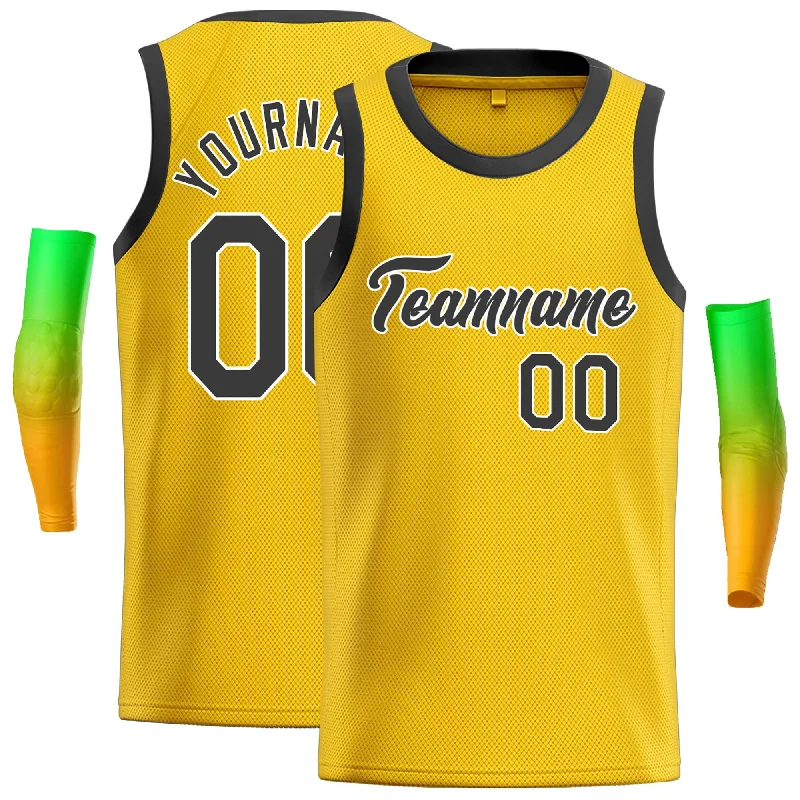 Basketball Jersey for Maximum Movement and Comfort-Custom Yellow Black-White Classic Tops Casual Basketball Jersey