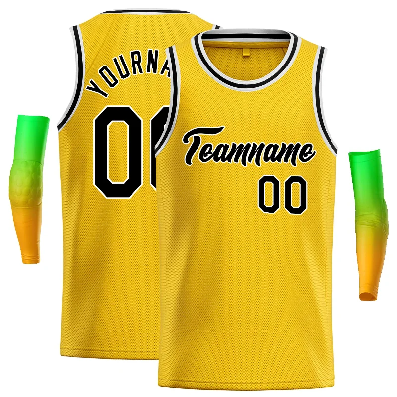 Basketball Jersey for Cool and Dry Comfort-Custom Yellow Black-White Classic Tops Casual Basketball Jersey