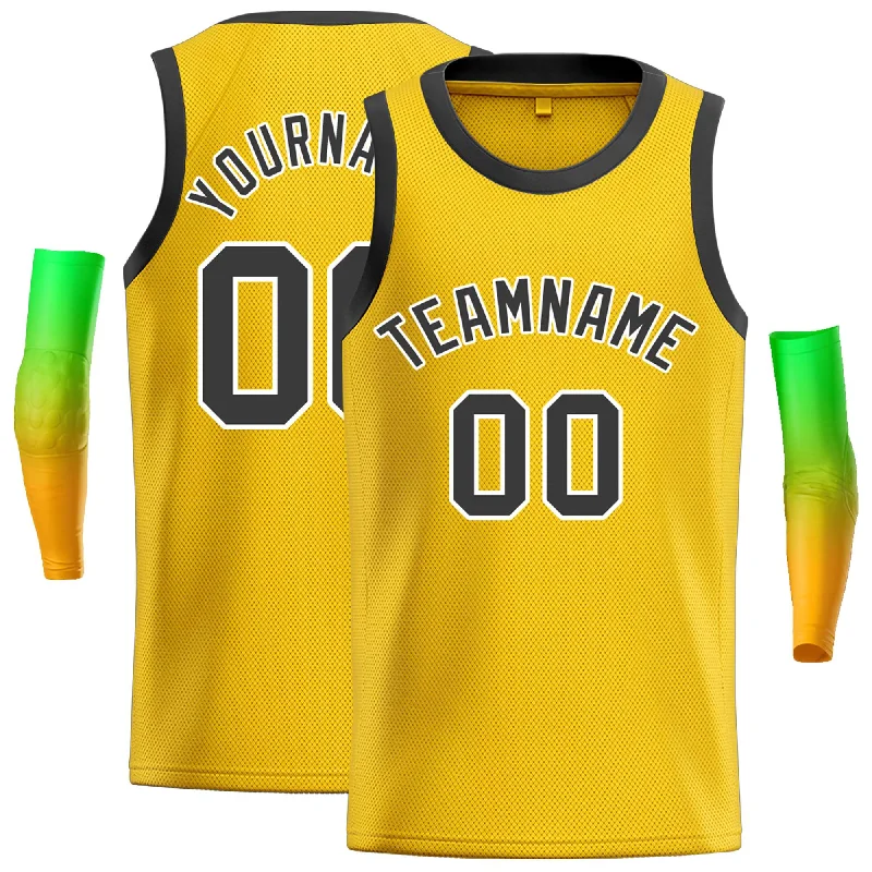 Basketball Jersey for Performance and Durability-Custom Yellow Black-White Classic Tops Casual Basketball Jersey