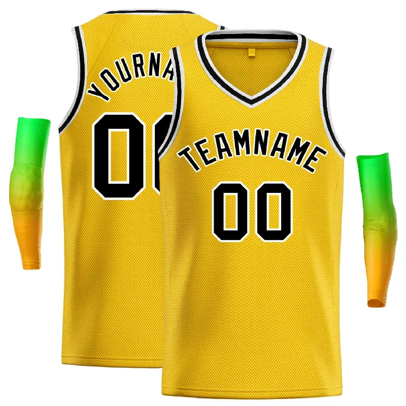 Basketball Jersey for Tough Matches and Tough Play-Custom Yellow Black-White Classic Tops Men Casual Basketball Jersey