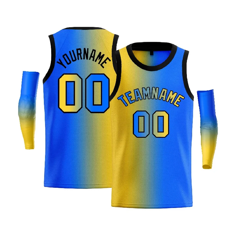 Basketball Jersey for Increased Mobility During Play-Custom Yellow Blue-Black Gradient Fashion Tops Basketball Jersey