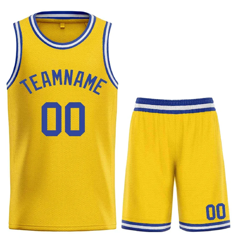 Basketball Jersey for Maximum Comfort-Custom Yellow Blue Bull Classic Sets Basketball Jersey