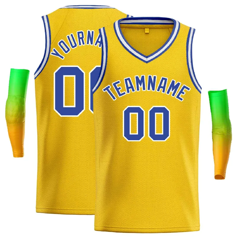 Basketball Jersey for All-Day Wearability and Comfort-Custom Yellow Blue-Classic Tops Men Casual Basketball Jersey