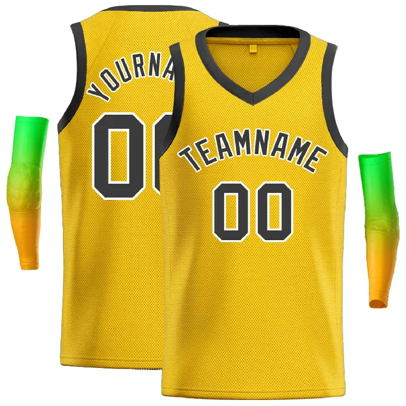 Basketball Jersey for Fast-Paced Movement and Flexibility-Custom Yellow Brown-White Classic Tops Men Casual Basketball Jersey