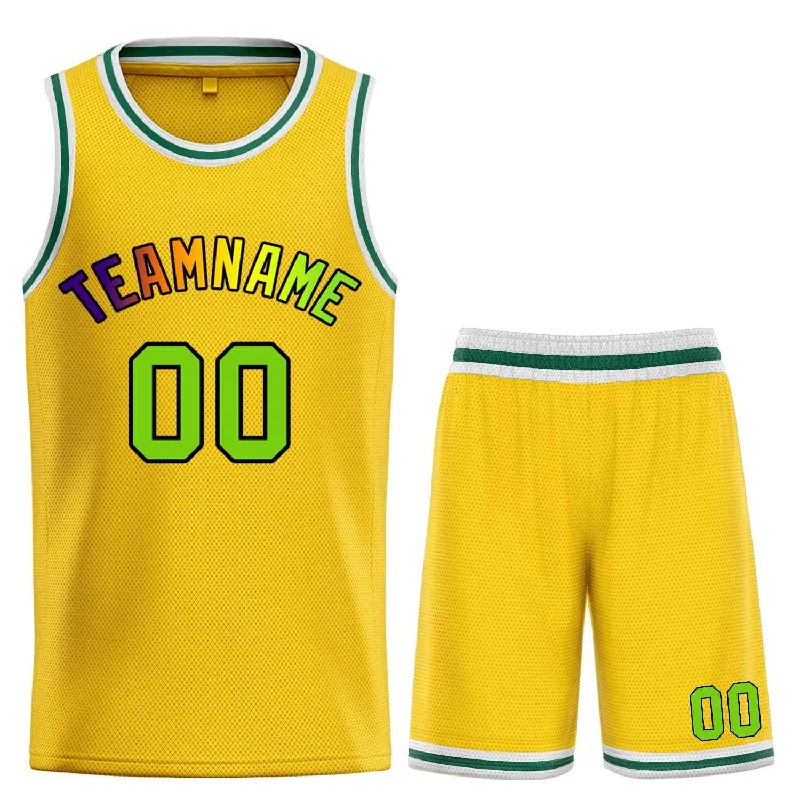 Basketball Jersey for Casual and Competitive Play-Custom Yellow Green-Black Bull Classic Sets Basketball Jersey