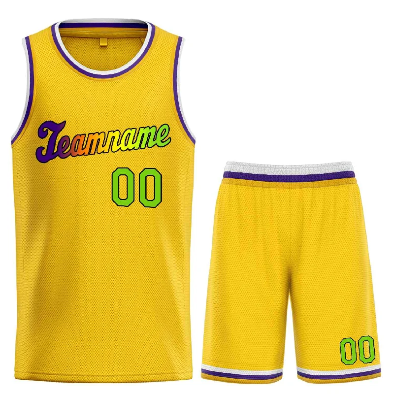 Basketball Jersey for Youth Players-Custom Yellow Green-Black Classic Sets Sports Uniform Basketball Jersey