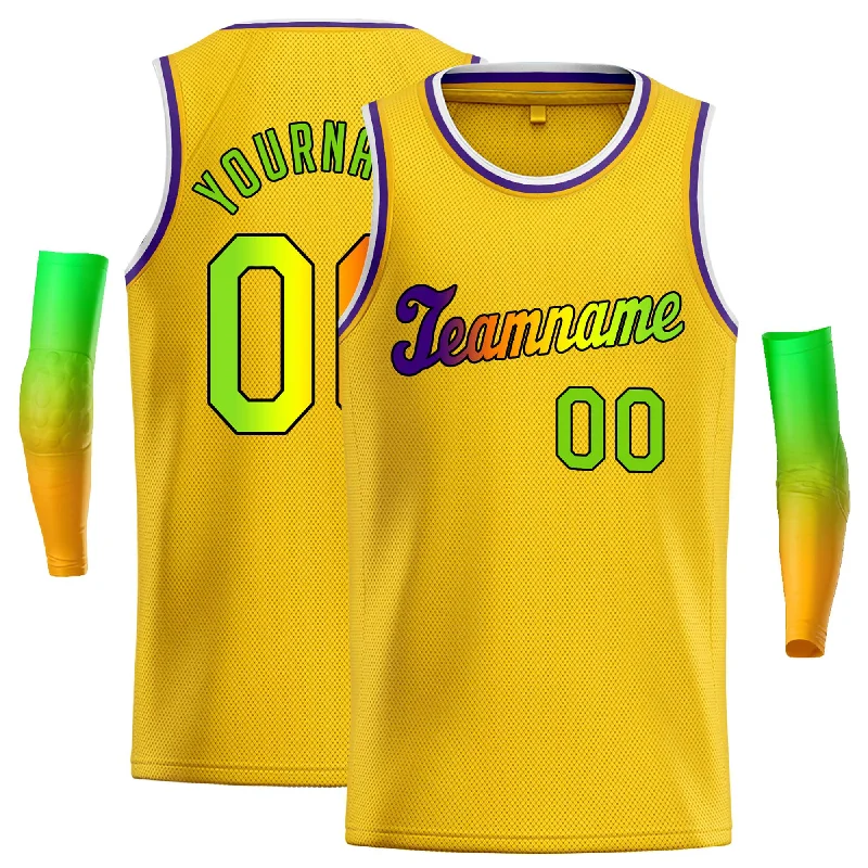 Basketball Jersey for Breathable Performance on the Court-Custom Yellow Green-Black Classic Tops Casual Basketball Jersey