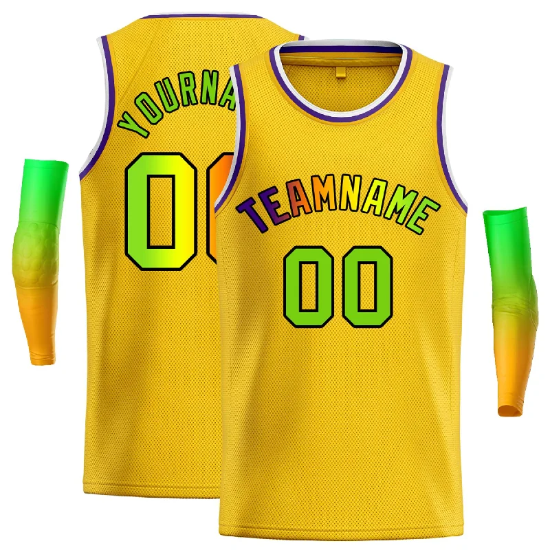 Basketball Jersey for Maximum Speed on the Court-Custom Yellow Green-Black Classic Tops Casual Basketball Jersey