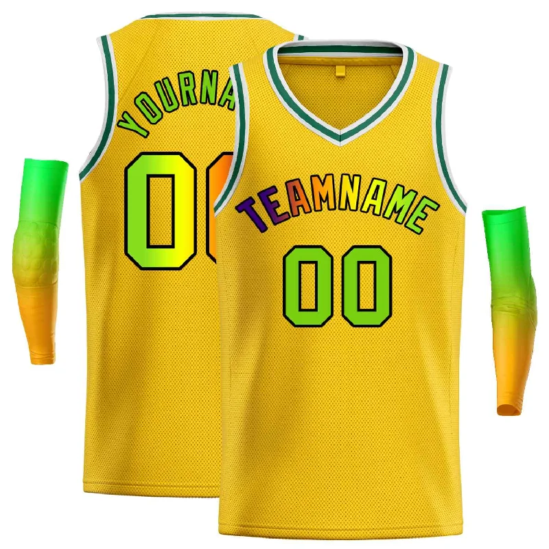 Basketball Jersey for Enhanced Comfort During Play-Custom Yellow Green-Black Classic Tops Men Casual Basketball Jersey