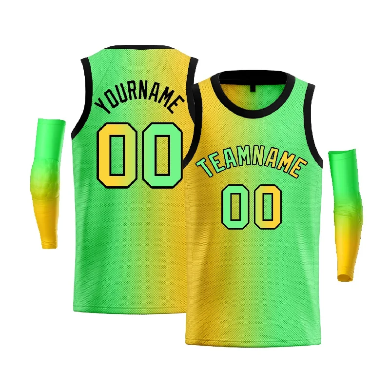 Basketball Jersey for Dynamic Play and Movement-Custom Yellow Green-Black Gradient Fashion Tops Basketball Jersey