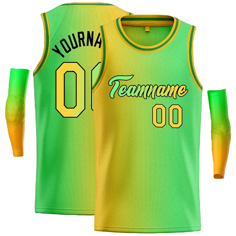 Basketball Jersey for Stylish and Functional Design-Custom Yellow Neon Green-Black Gradient Fashion Tops Heal Basketball Jersey