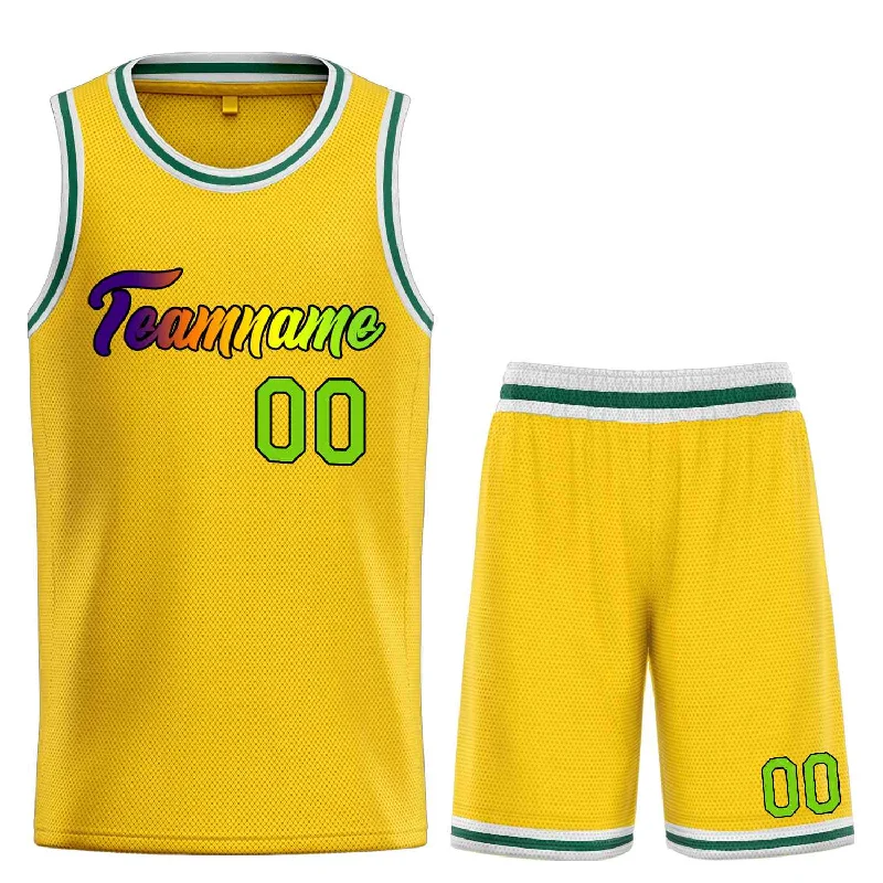 Basketball Jersey with Reinforced Seams for Durability-Custom Yellow Green-Black Heal Sports Uniform Classic Sets Basketball Jersey