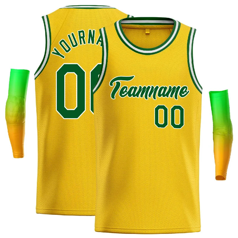 Basketball Jersey for Pro-Level Agility and Speed-Custom Yellow Green-White Classic Tops Casual Basketball Jersey